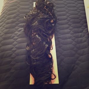 Synthetic black hair twirl